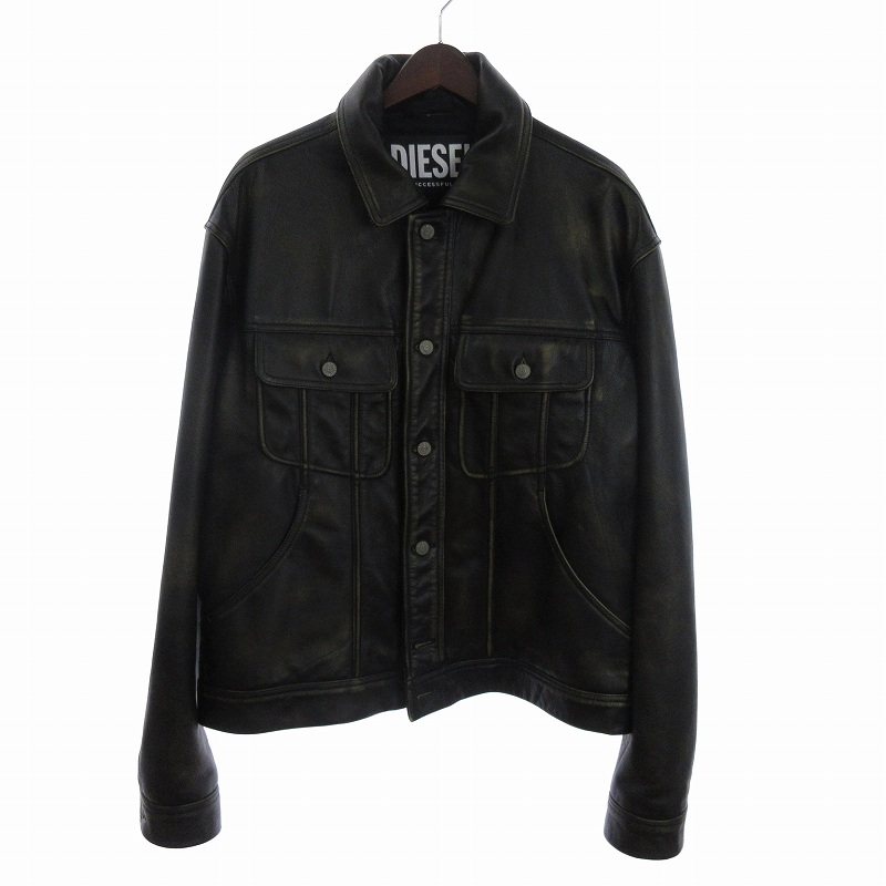 美品 ディーゼル レザージャケット ゴートレザー ブラック 美品 DIESEL BLACK GOLD ディーゼルブラックゴールド レザー