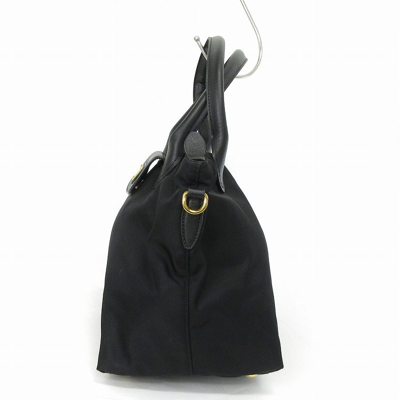 プラダ PRADA トートバッグ ナイロン ロゴ 三角プレート 1BA106 黒