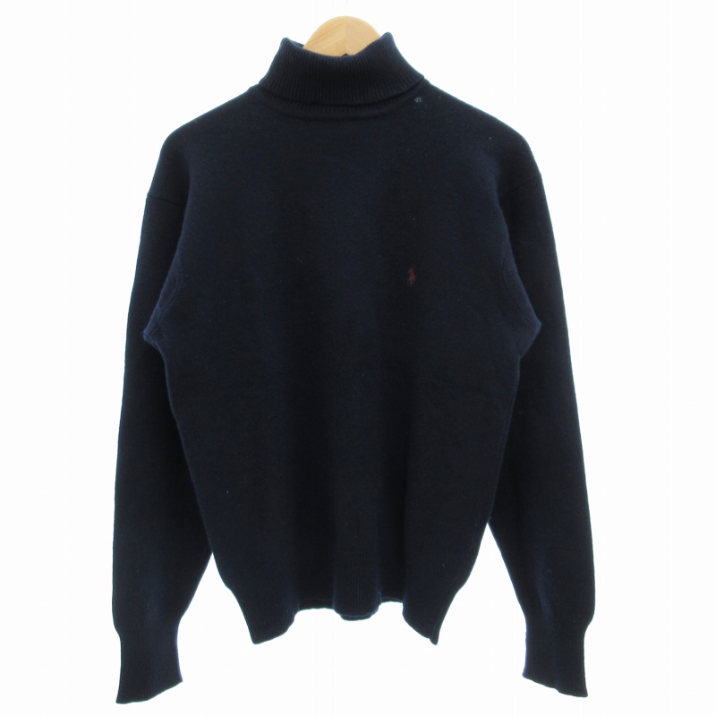 ポロ バイ ラルフローレン Polo by Ralph Lauren ニット セーター タートルネック 長袖 ウール ロゴ刺繍 M 紺 ネイビー /AH11 ■GY01 ポロ バイ ラルフローレン Polo by Ralph Lauren ニット