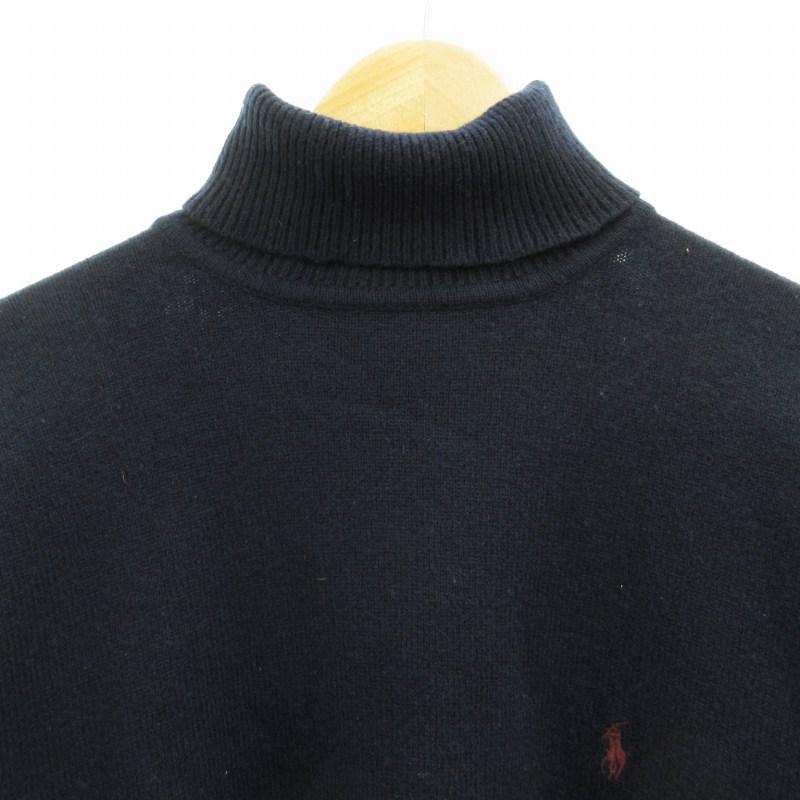 ポロ バイ ラルフローレン Polo by Ralph Lauren ニット セーター タートルネック 長袖 ウール ロゴ刺繍 M 紺 ネイビー /AH11 ■GY01 POLO RALPH LAUREN - ポロ バイ ラルフローレン ニット