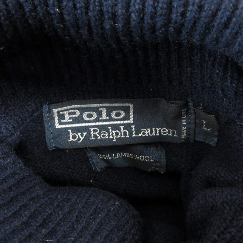 ポロ バイ ラルフローレン Polo by Ralph Lauren ニット セーター タートルネック 長袖 ウール ロゴ刺繍 M 紺 ネイビー /AH11 ■GY01 ポロ バイ ラルフローレン Polo by Ralph Lauren ニット