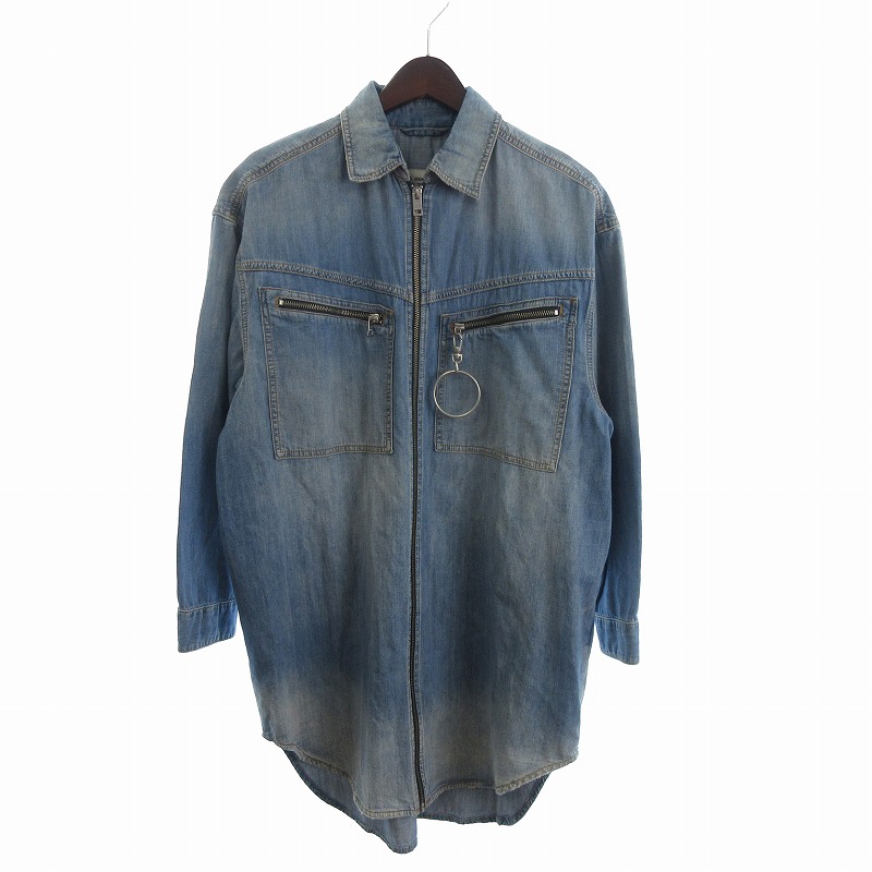 DIESEL デニムシャツ　ジップ　ワンピース　XXS ディーゼル DIESEL デニムシャツ 長袖 オーバーサイズ コットン