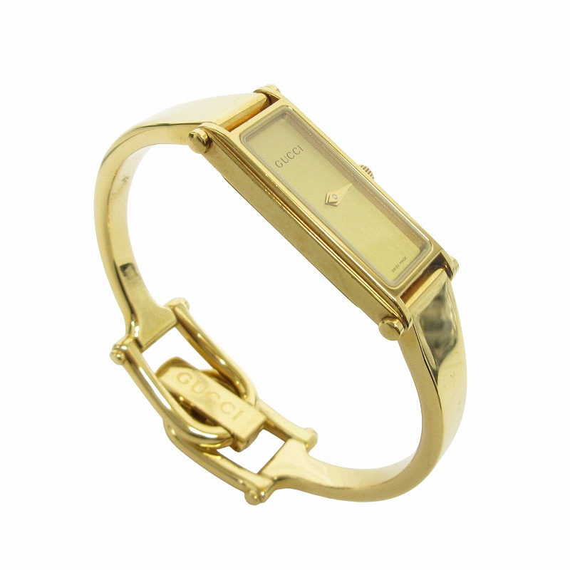 GUCCI ゴールド 1500l 腕時計 動作OK】GUCCI グッチ 1500L 腕時計 レクタンギュラ ゴールド