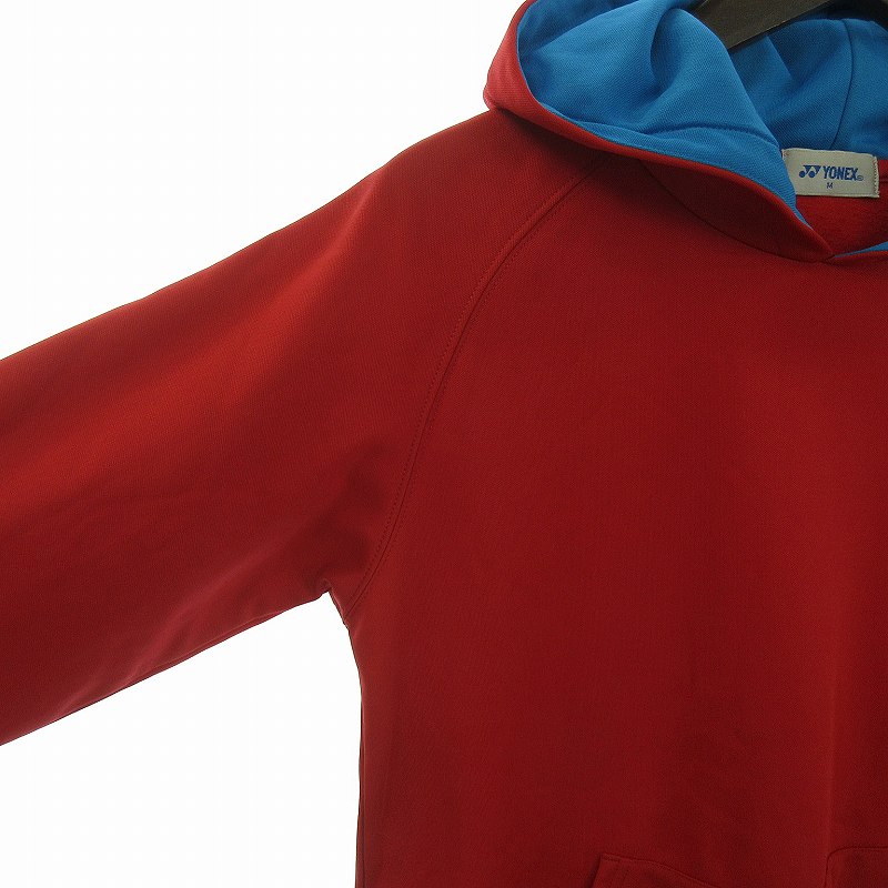 ヨネックス プルオーバー パーカー 裏起毛 レッド ×ブラック Lサイズ ヨネックス YONEX パーカー プルオーバー ジャージ 長袖 ロゴ プリント