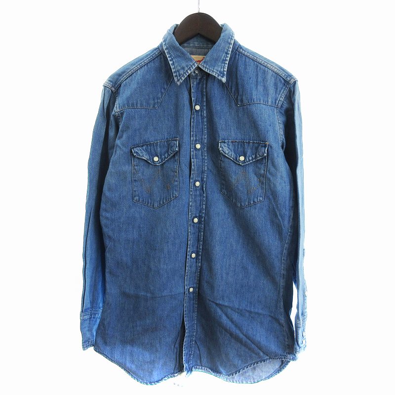 70s ラングラー ブラックデニム ウエスタンシャツ オーバーダイ 後染め XL 70s ラングラー ブラックデニム ウエスタンシャツ オーバーダイ 後染め XL