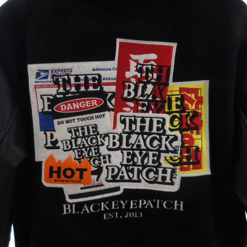 【即完売カラー・タグ付】ブラックアイパッチ　中綿　レザー　ジャケット　スタジャン ブラックアイパッチ THE BLACK EYE PATCH LABEL PACK PATCHED STADIUM