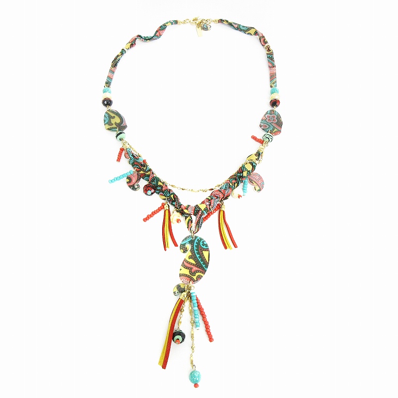 エトロ ETRO ロングネックレス ペンダント ストーン ビーズ 勾玉 