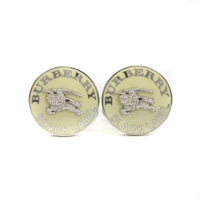 BURBERRY バーバリー サークル型 オニキス ロゴ刻印 カフス シルバー BURBERRY バーバリー サークル型 オニキス ロゴ刻印 カフス