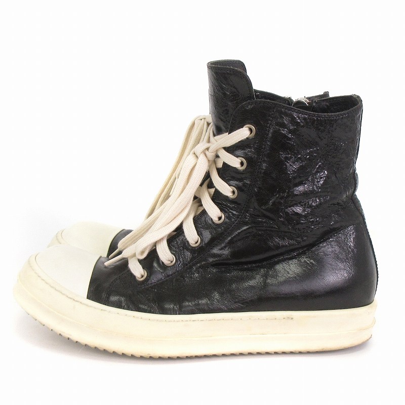 rick owens 黒 レザー ハイカットスニーカー 厚底7cm 38 RICK OWENS - 【25AW】カーフレザー ハイカット スニーカー