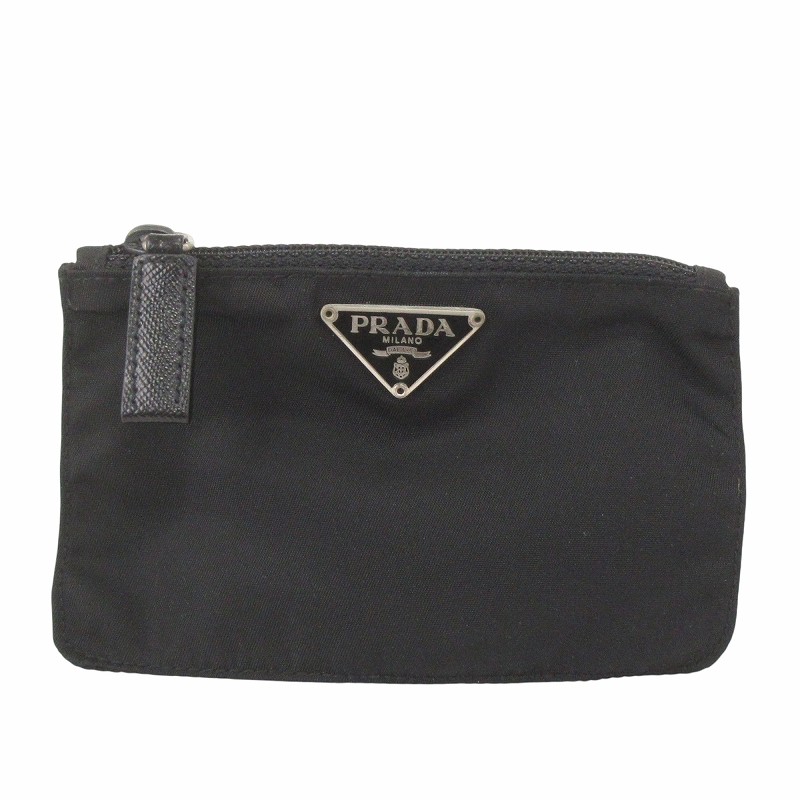 PRADA 巾着ミニポーチ 三角ロゴ 化粧ポーチ 小物入れ ブラック