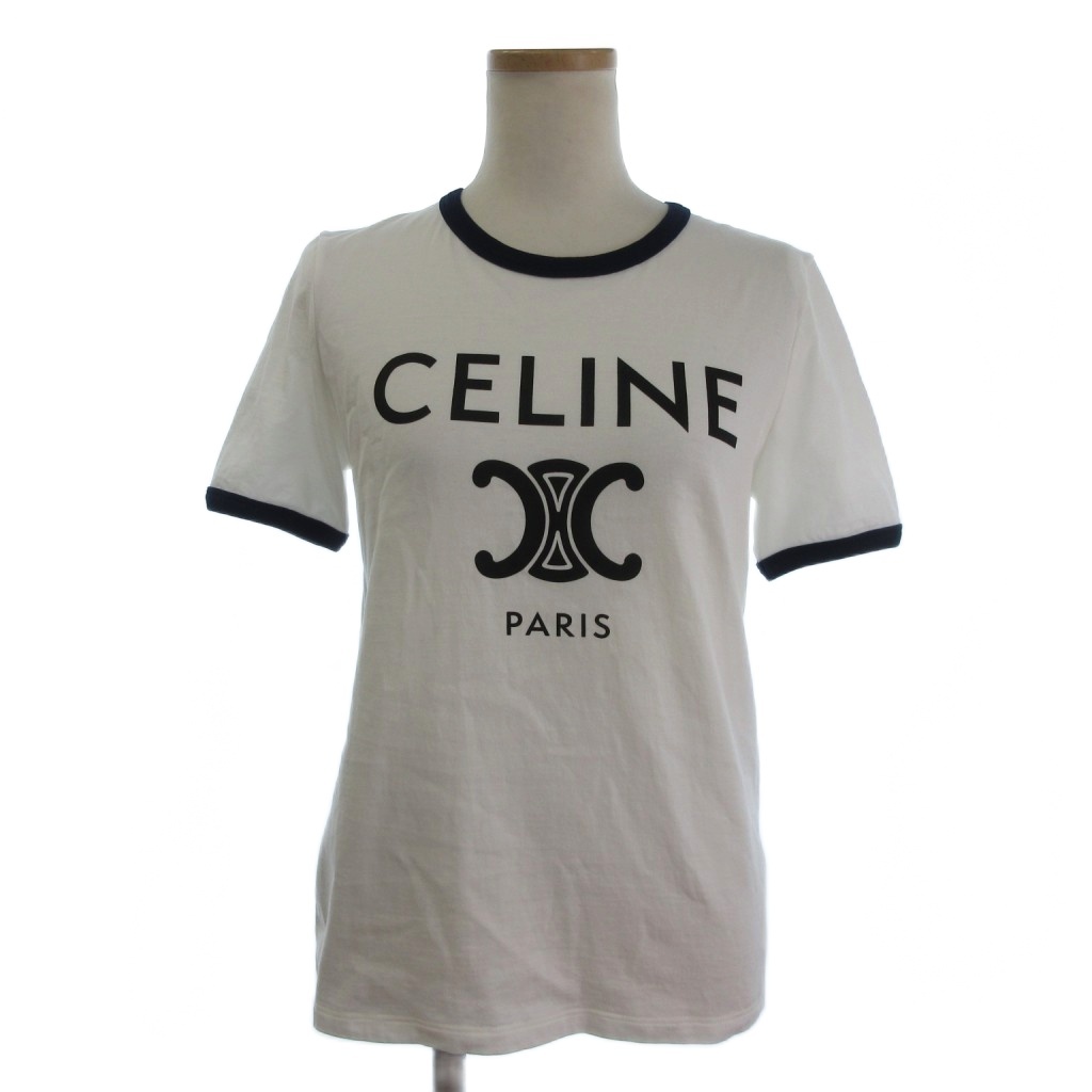 美品 セリーヌ CELINE Tシャツ カットソー 白 sizeXS にゃ美品CELINE