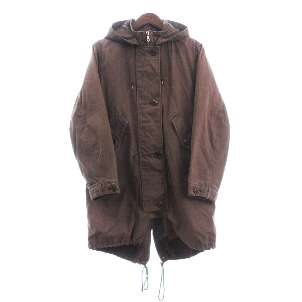 エーグル AIGLE モッズコート 長袖 ライナー付き 無地 ウール 茶