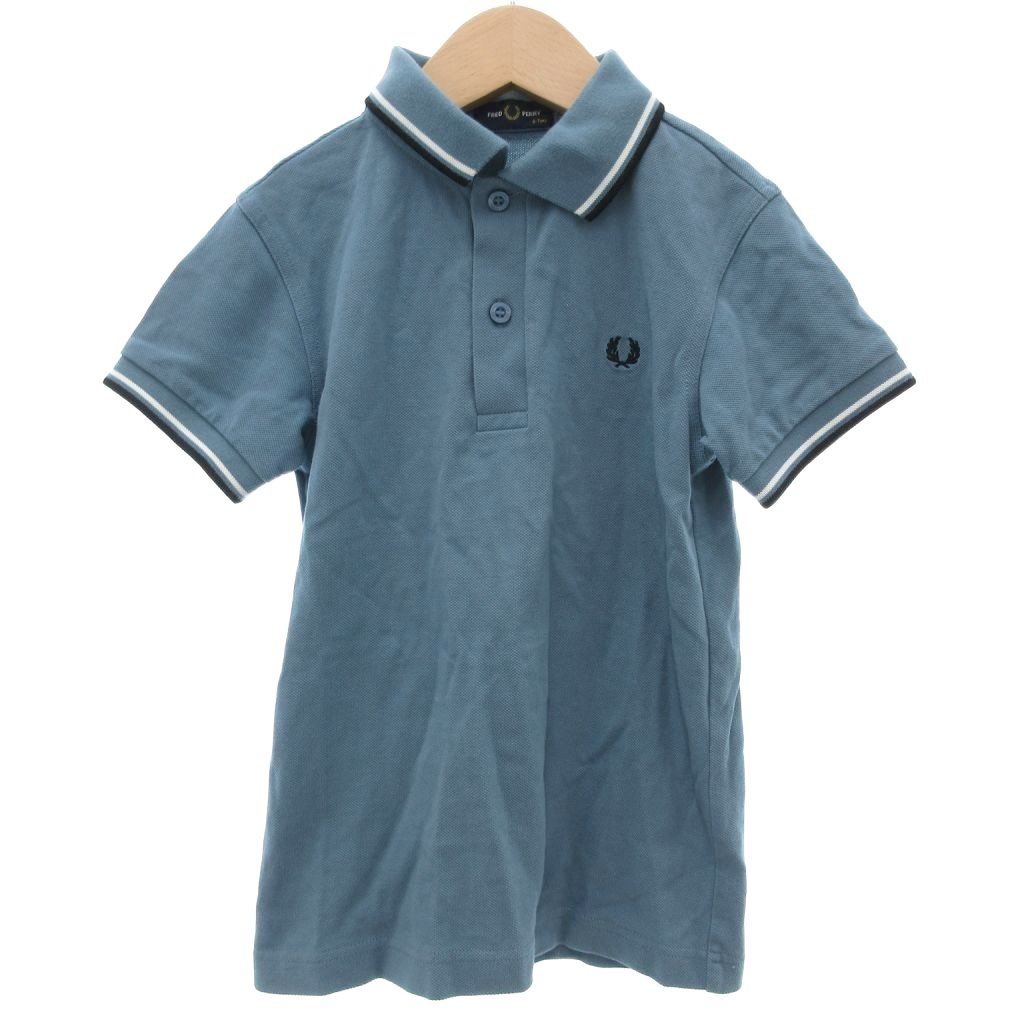 フレッドペリー FRED PERRY ポロシャツ ロゴ刺繍 半袖 6-7 青 ブルー