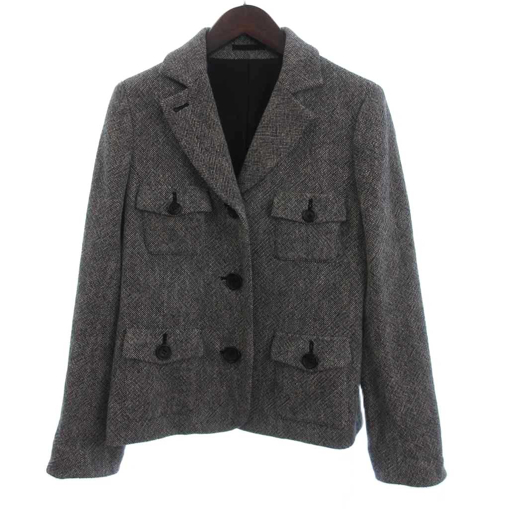 バーバリー ロンドン BURBERRY LONDON ウールジャケット シングル 総裏 カシミヤ混 グレー 40 メンズ