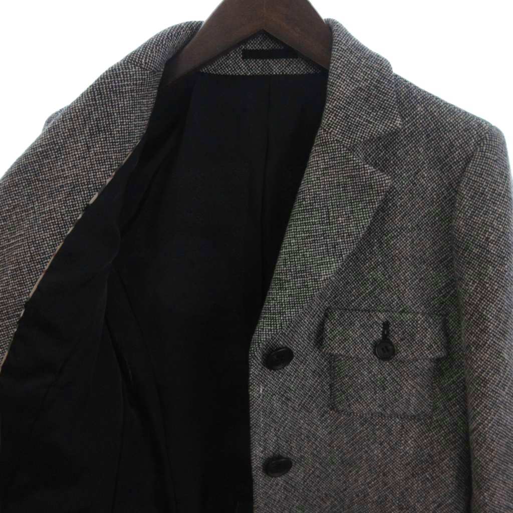 バーバリー ロンドン BURBERRY LONDON ウールジャケット シングル 総裏 カシミヤ混 グレー 40 メンズ