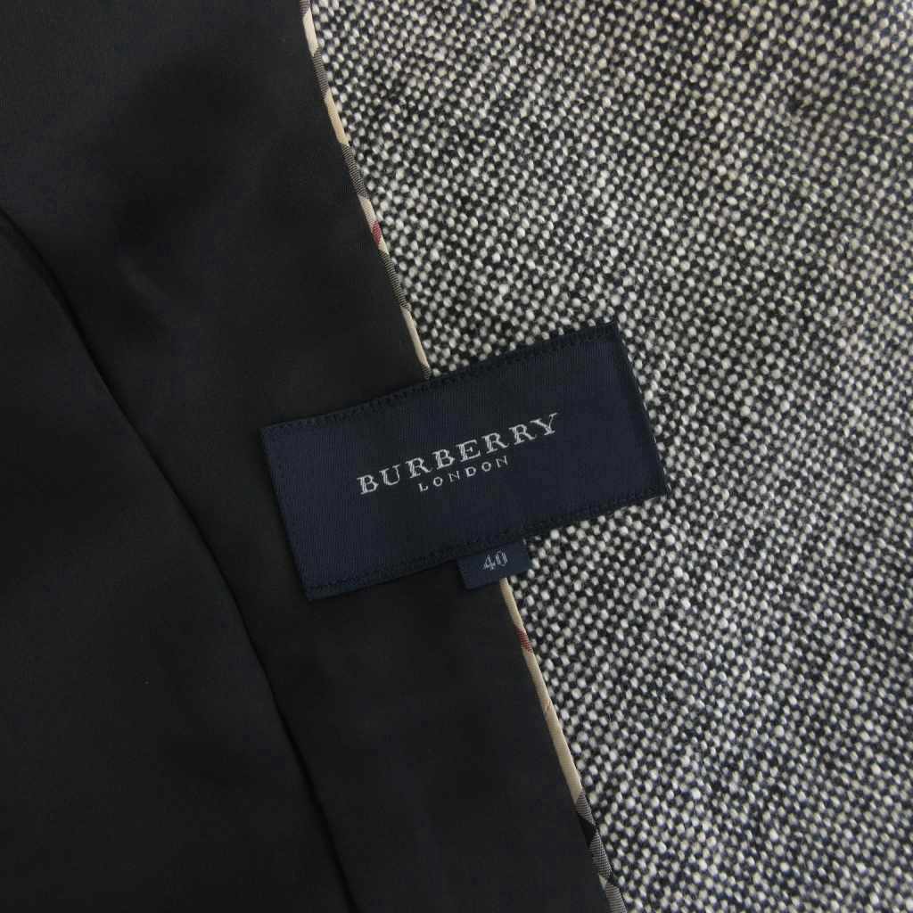 バーバリー ロンドン BURBERRY LONDON ウールジャケット シングル 総裏 カシミヤ混 グレー 40 メンズ