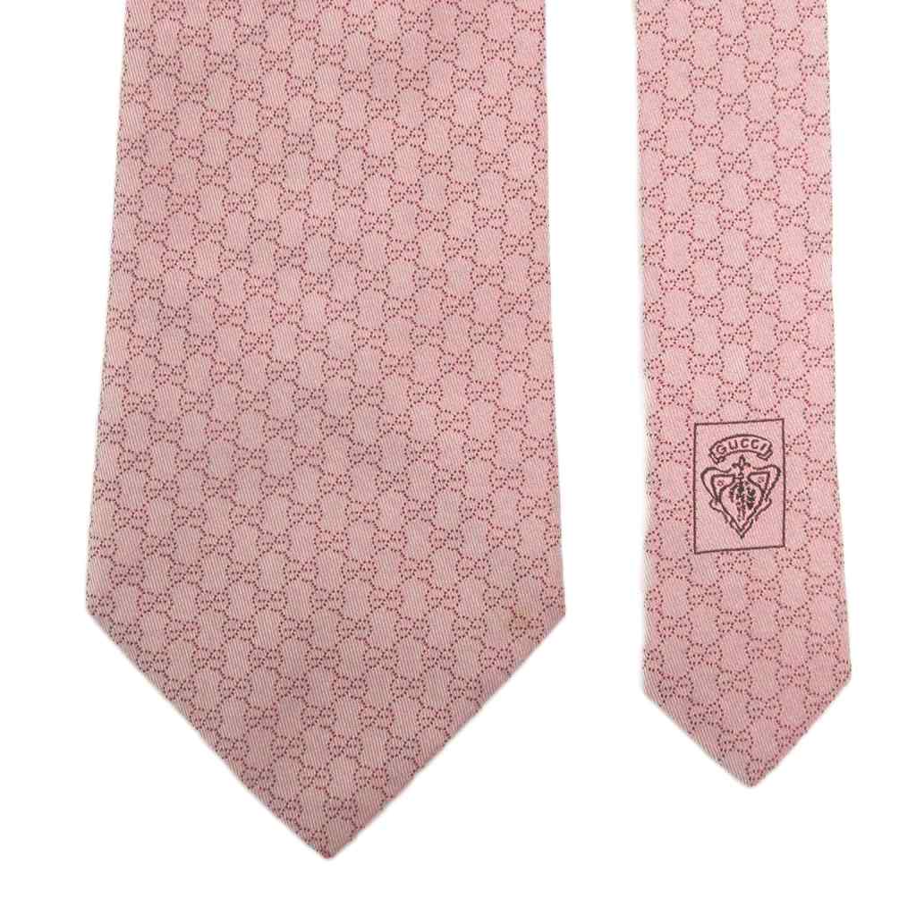 グッチ GUCCI ネクタイ ワイドタイ シルク GG 総柄 ピンク 小物