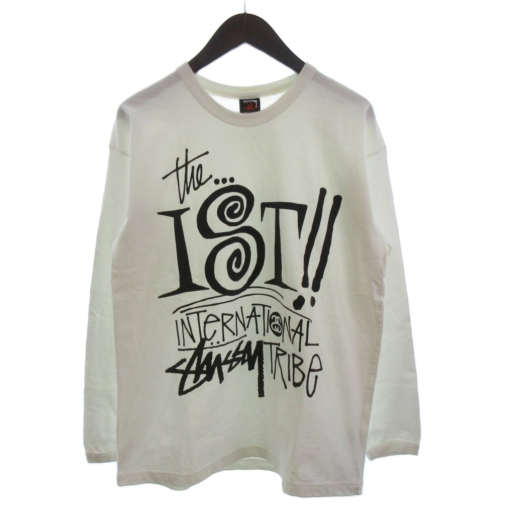 Stussy 長袖Tシャツ M ホワイト STUSSY ステューシー ストックロゴ 長袖 Tシャツ コットン メキシコ製