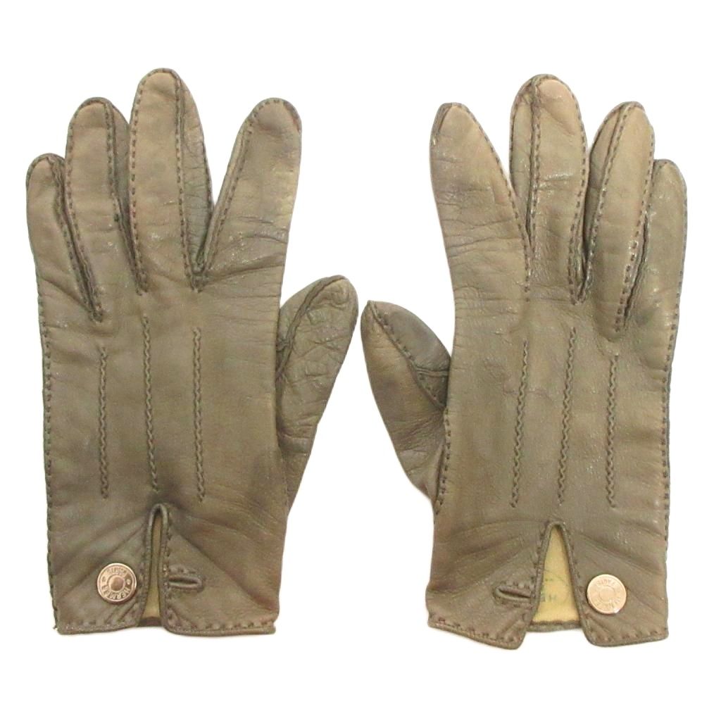 超美品 エルメス セリエ グローブ 手袋 ラムスキン ブラック 黒