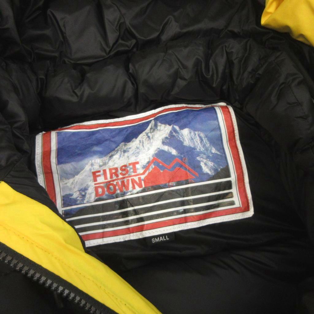 【中古】ファーストダウン ダウンジャケット ブルゾン フルジップ フード 442503C バイカラー 黒 黄 S メンズ ファーストダウン FIRST DOWN ダウンジャケット ブルゾン フルジップ