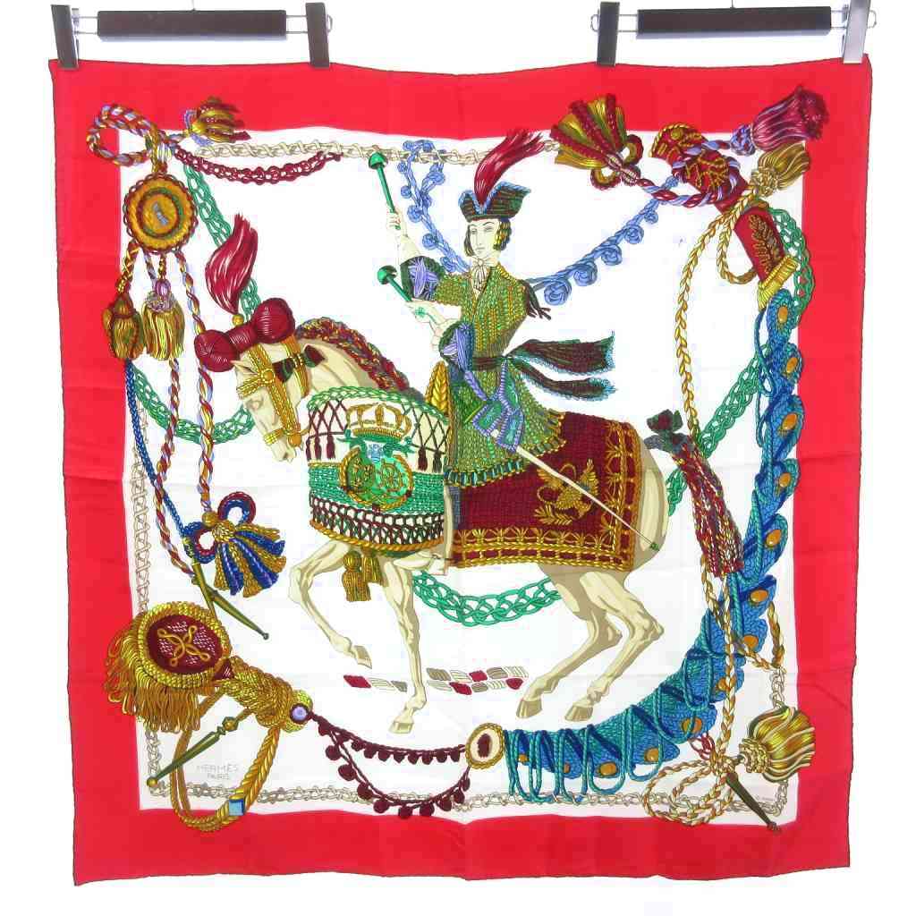 エルメス HERMES Paris ティンパニ奏者 カレ90 スカーフ チーフ 大判  