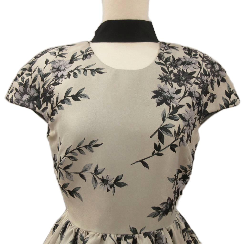 【中古】フェンディ ジャガード フラワー フローラル ドレス ワンピース 半袖 フレア FD9519 アイボリー系 36 フェンディ FENDI 美品 ジャガード フラワー フローラル ドレス