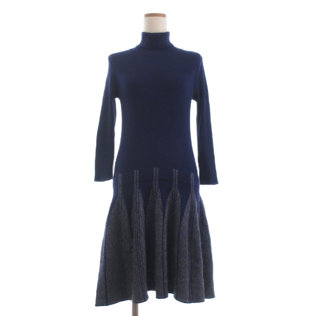 ランバンオンブルー LANVIN en Bleu ニットワンピース ひざ丈 長袖