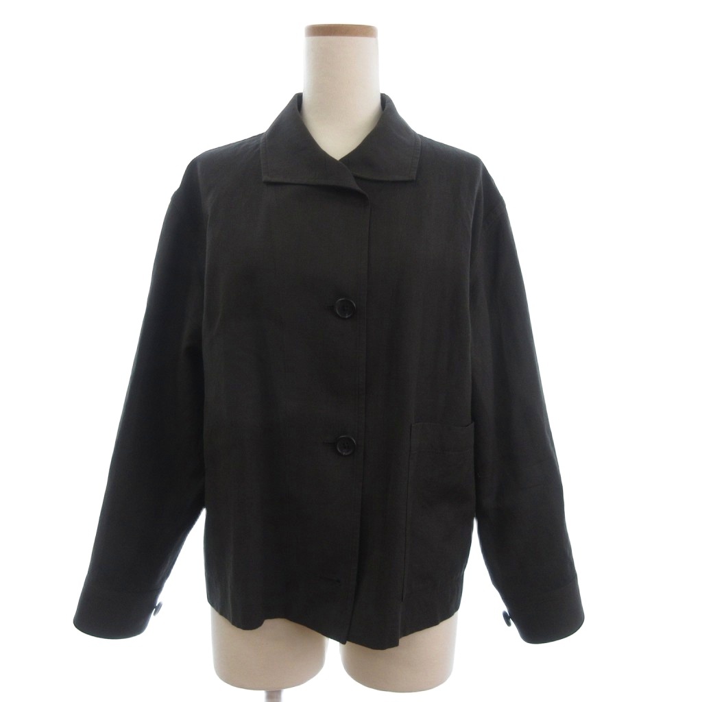【中古】マーガレットハウエル WOOL LINEN HOPSAC ジャケット ワークシャツジャケット 無地 リネン 茶 2 レディース マーガレットハウエル MARGARET HOWELL WOOL LINEN HOPSAC ジャケット