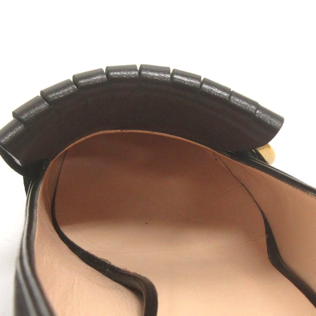 グッチ GUCCI マーモント パンプス フリンジ GGロゴ レザー チャンキー