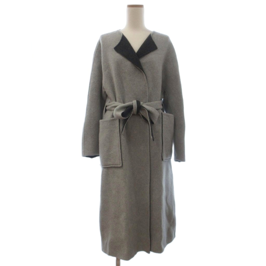 エブール ebure カシミヤ ベルテッドコート ロング リバーシブル  