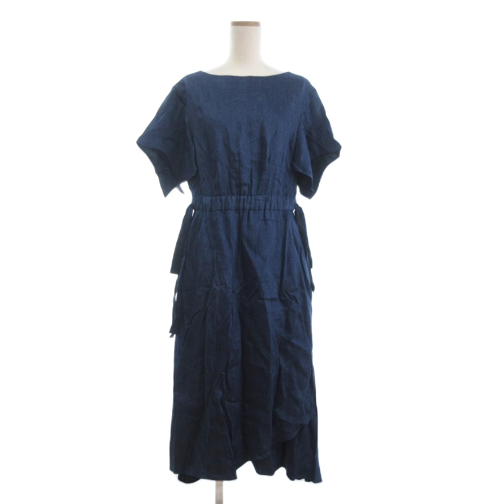 アドーア ADORE シャンブレーワンピース 半袖 ラップ風 ロング デニム  