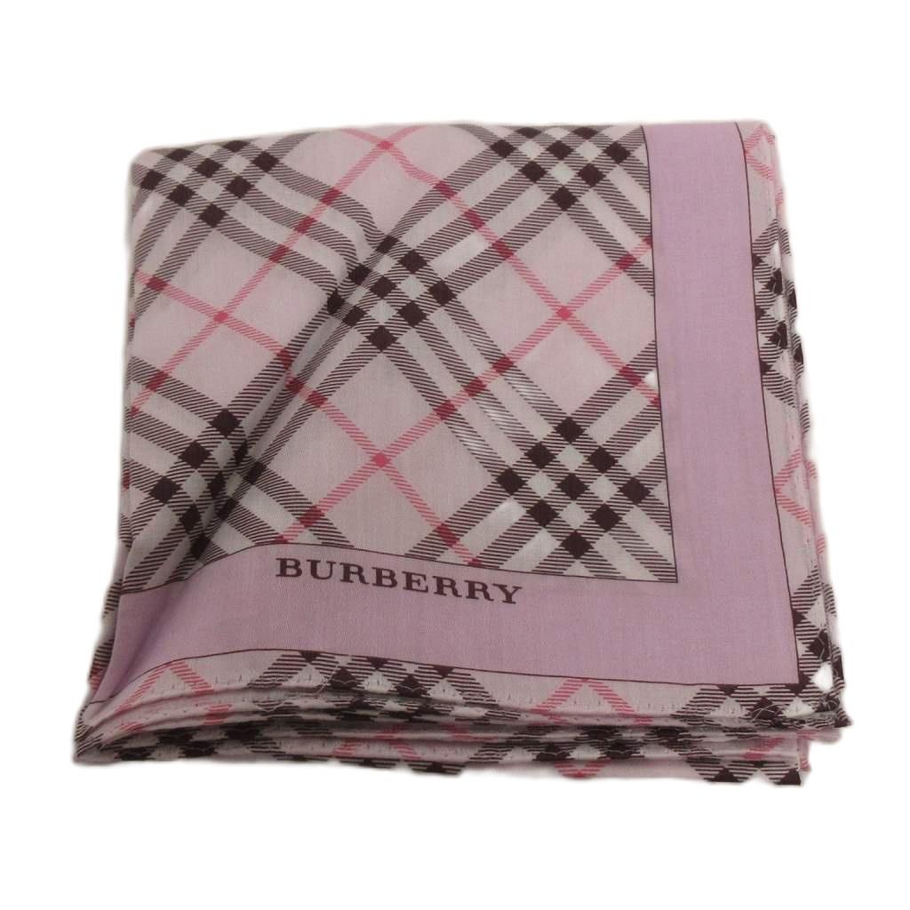 バーバリー BURBERRY ハンカチ チェック 紫 パープル レディース
