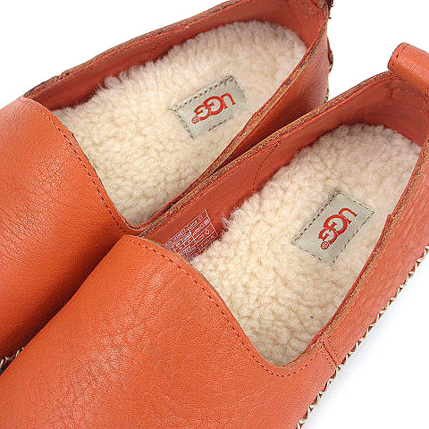 【未使用】UGG アグ　フラットシューズ24cm 未使用品 アグ UGG スリッポン フラットシューズ レザー ボア