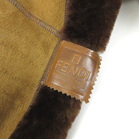 フェンディ FENDI ムートンコート ズッカ柄 ロング ファー ベージュ 