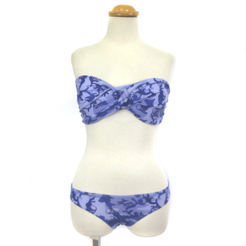 未使用品 ルシアンペラフィネ LUCIEN PELLAT-FINET 水着 ブラジリアンビキニ ツイストバンドゥ スカル カモフラ M パープル  IBS28 ☆AA★ レディース