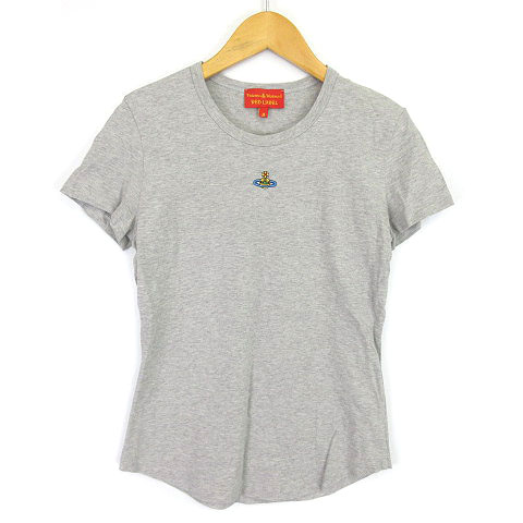 ヴィヴィアンウエストウッドレッドレーベル Vivienne Westwood Red Label Tシャツ カットソー 半袖 ワンポイント オーブ刺しゅう グレー M レディース 003 ベクトルパーク