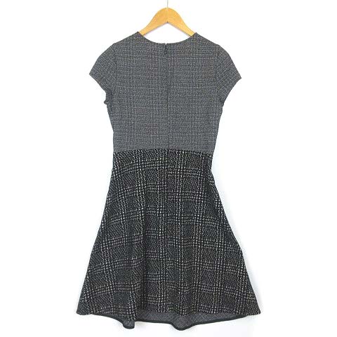 アナイ Anayi ニットジャガードワンピース グレンチェック 半袖 ひざ丈 グレー 38 レディース 003 ベクトルパーク