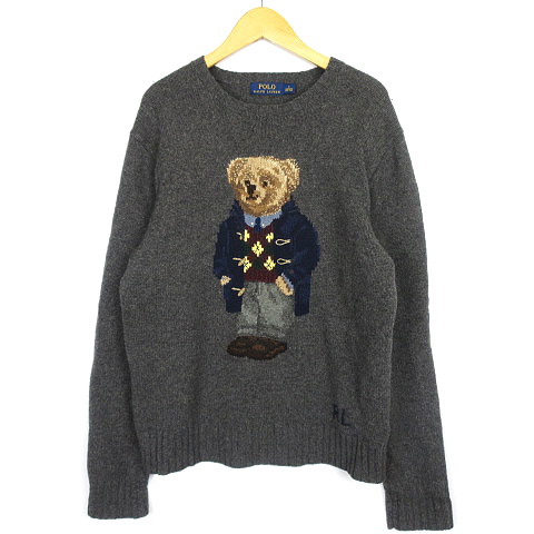 ポロ ラルフローレン Polo Ralph Lauren セーター ニット ベア ウール クルーネック 長袖 グレー S メンズ 003 ベクトルパーク
