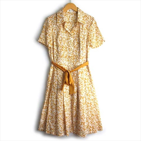 自由区 オンワード樫山 シャツ ワンピース フラワー ロング 半袖 38 オレンジ Vg レディース 003 ベクトルパーク