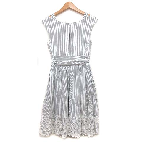 ジルスチュアート Jill Stuart 3d Sheer Floral ワンピース ノースリーブ ストライプ フラワーモチーフ レース 刺繍 白 グレー S レディース 003 ベクトルパーク