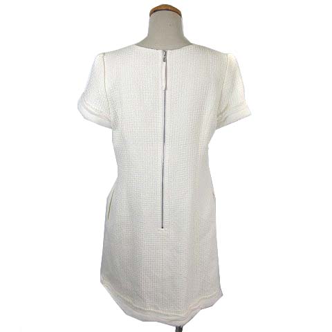 フォクシー Foxey 334 Dress Blanche ワンピース 半袖 ひざ丈 ツイード フリンジ 白 ホワイト 42 Ibs68 レディース 003 ベクトルパーク フォクシー Foxey 334 Dress Blanche ワンピース 半袖 ひざ丈 ツイード フリンジ 白 ホワイト 42 Ibs68 レディース 003 ベクトルパーク