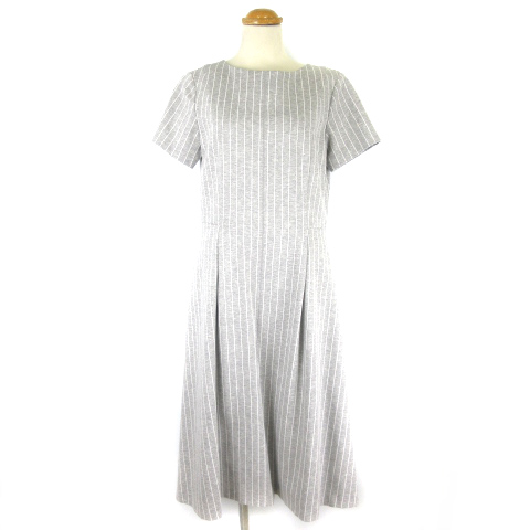 マッキントッシュ ロンドン Mackintosh London ロングワンピース ポンチ生地 半袖 ストライプ グレー 38 レディース 003 ベクトルパーク