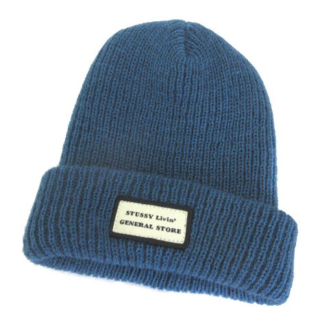 未使用品 ステューシー Stussy ビーニー ニット帽 ワッペン ブルー 青 F Ibs77 メンズ レディース 003 ベクトルパーク