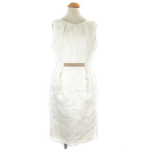 ヴァレンティノ ヴァレンチノ Valentino ワンピース ひざ丈 ジャガード ノースリーブ グログラン 白 ホワイト 42 レディース 003 ベクトルパーク