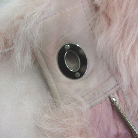 コーチ COACH ムートンコート ジャケット 羊革 フーデッド ピンク XL  