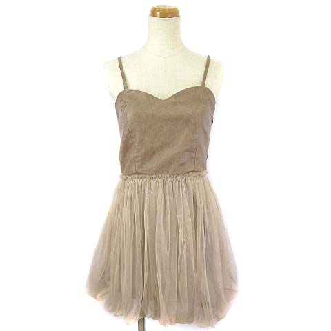 アングリッド Ungrid キャミワンピース ミニ フェイクレザー チュール ブラウン 茶 S レディース 003 ベクトルパーク