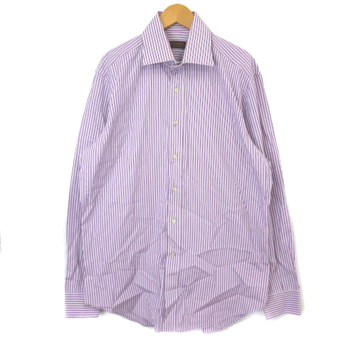 エトロ Etro シャツ 長袖 ストライプ コットン パープル 紫 42 メンズ 003 ベクトルパーク