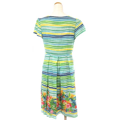 ホコモモラ Jocomomola ワンピース ボーダー 花柄 ひざ丈 半袖 フレア マルチカラー 42 Ibs94 レディース 003 ベクトルパーク