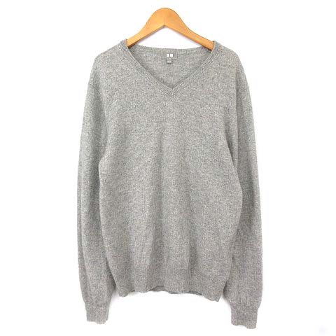 ユニクロ Uniqlo セーター カシミヤ100 ニット Vネック 長袖 無地 プルオーバー L グレー メンズ 003 ベクトルパーク