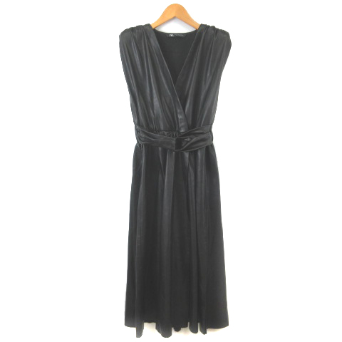 ザラ Zara aw レザー風ワンピース Faux Leather Dress ワンピース ロング Xs 黒 ブラック レディース 003 ベクトルパーク